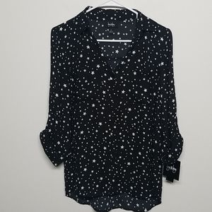 Misses Starry Night Sheer Buttoned blouse